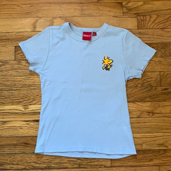 Peanuts Tops - Peanuts woodstock fitted babydoll tee baby blue